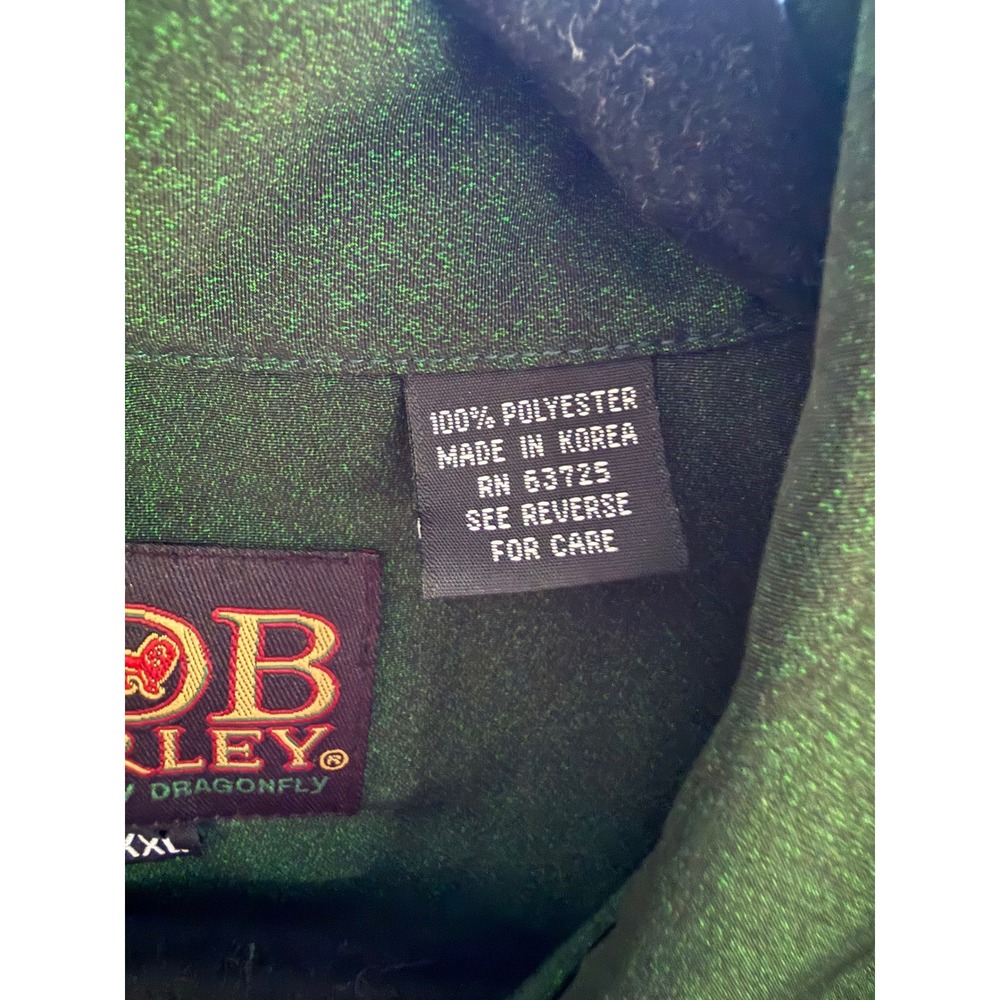Vintage Y2K Dragonfly Co. Bob Marley Rasta Button Up Shirt Men's 2XL Like New - Picture 5 of 12